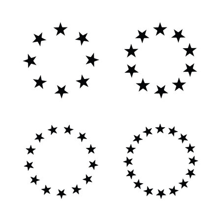 Circle stars icon set isolated flat style vector illustration on white background.のイラスト素材