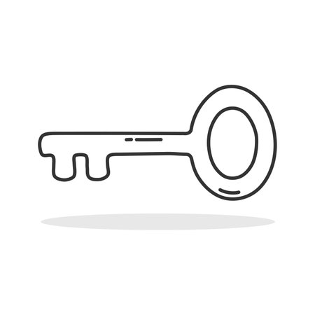 Hand drawn outline key icon symbol isolated flat style vector illustration on white background.のイラスト素材