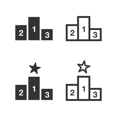 Podium stage with star icon set isolated vector illustration on white background.のイラスト素材
