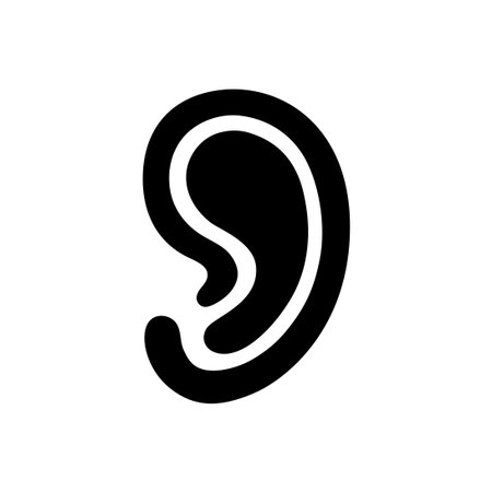 Simple ear icon isolated flat style design vector illustration on white background.のイラスト素材