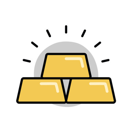 Gold bar icon isolated flat design vector illustration on white background.のイラスト素材