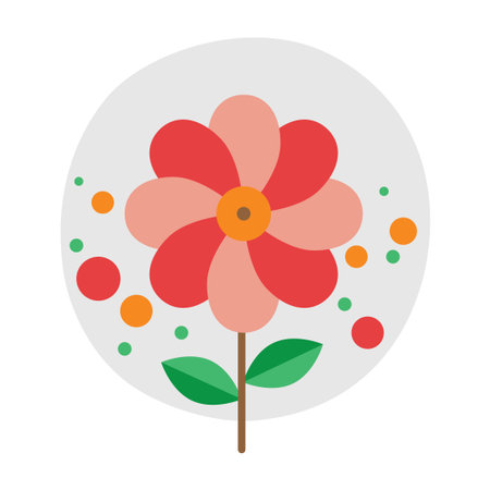 Red flowers icon isolated simple flat style vector illustration on white background.のイラスト素材