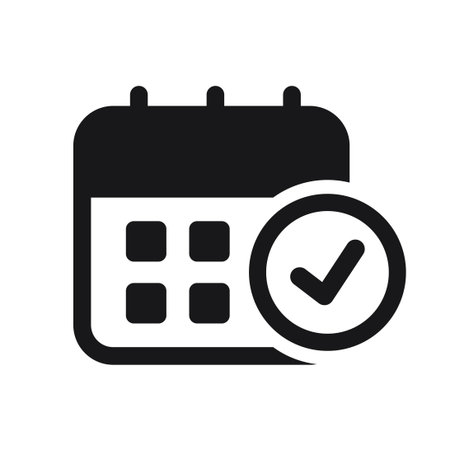 Simple calendar with checklist icon isolated flat style vector illustration on white background.のイラスト素材