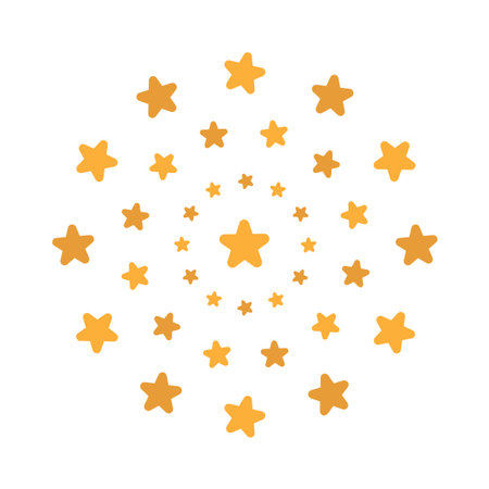 Gold circle stars icon isolated flat style vector illustration on white background.のイラスト素材