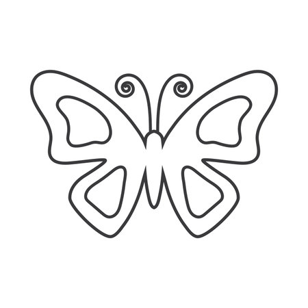 Simple outline butterfly icon for coloring isolated flat style design vector illustration on white background.のイラスト素材