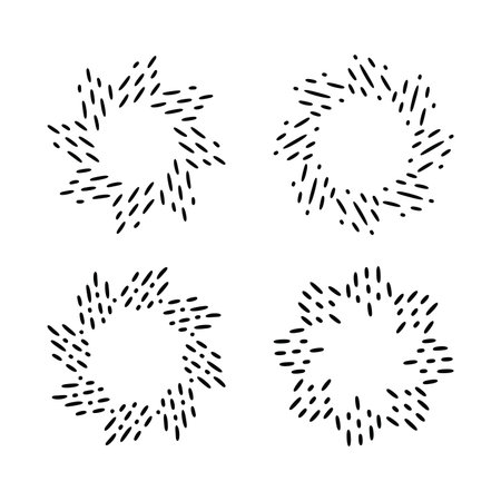 Set of artistic circle stripped line art isolated flat style vector illustration on white background.のイラスト素材