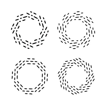 Set of artistic circle line art isolated flat style vector illustration on white background.のイラスト素材