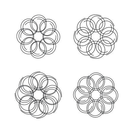 Aesthetic abstract circle line art decoration isolated flat style design vector illustration on white backgroundのイラスト素材