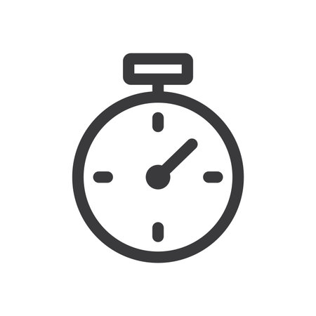 Simple stopwatch timer icon flat design vector illustration on white background.