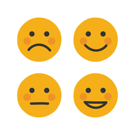 Orange face cartoon gesture icon set isolated flat style design vector illustration on white background.のイラスト素材