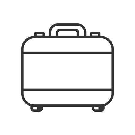 Outline luggage travel icon isolated flat style design vector illustration on white background.のイラスト素材