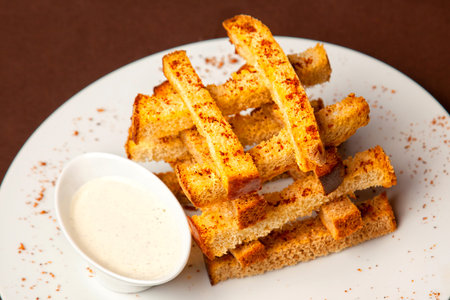 Crackers with garlic and sauce in Georgian