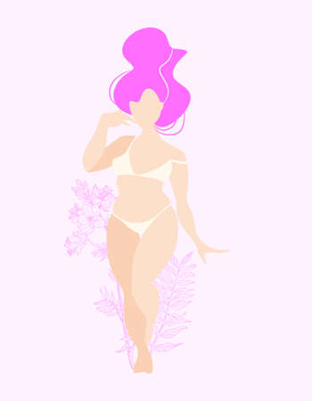 Delicate young fair-skinned girl with pink hair.のイラスト素材