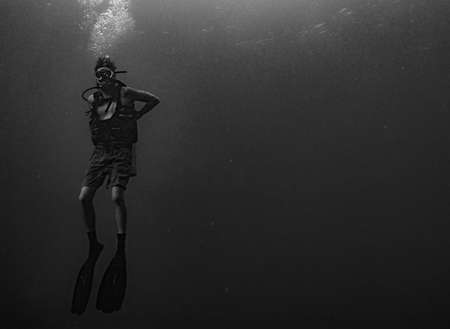 diver at depthの写真素材