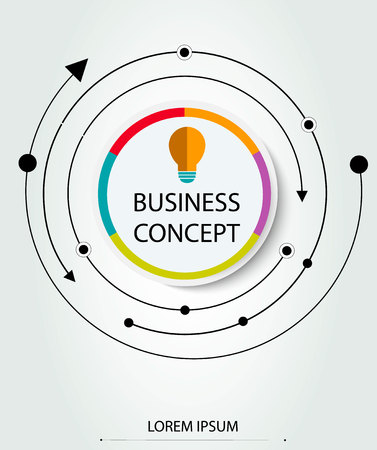 Vector Infographic 3D circle label design template with arrows sign and 5 options or steps. Infographics for business presentations or information banner, process diagram, flow chart, graph, schemeのイラスト素材
