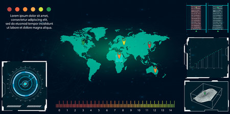 Radar screen. Vector illustration for your design. Technology background. Futuristic user interface. HUD.のイラスト素材