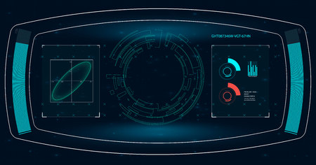 HUD for your application. Dashboard, space blue background. The design of the future.のイラスト素材