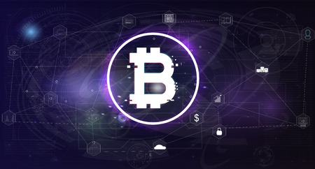 Crypto currency. Bitcoin. Technology background. Web elementsのイラスト素材