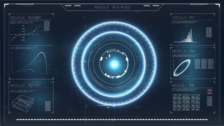 Futuristic screen hud concept. Hud futuristic template. Computer monitor vector illustration. Radar icon vector.のイラスト素材