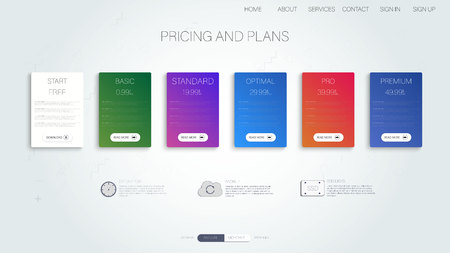 Vector design banner background. Business website template design. Price table template.のイラスト素材