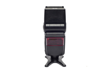 Photo camera flash isolated on whiteの写真素材
