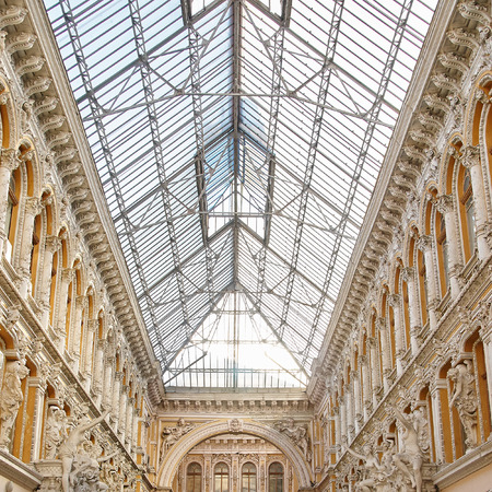 ODESSA, UKRAINE - JANUARY 16,2016: Hotel "Passage"- Hotel and shopping arcade, a monument of the late XIX century in the Odessa.のeditorial素材