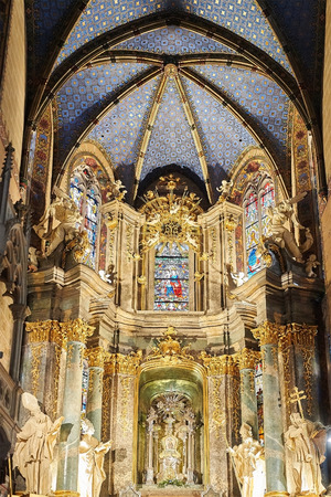 LVIV, UKRAINE - JANUARY 16, 2016:  Indoor interior of Latin Cathedral. Lviv, Ukraine.のeditorial素材