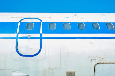 Fuselage of old soviet passenger aircraft. Close upの写真素材