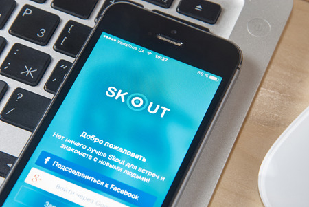 KRIVOY ROG, UKRAINE - FEBRUARY 9, 2016: Skout - world's largest app for meeting new people