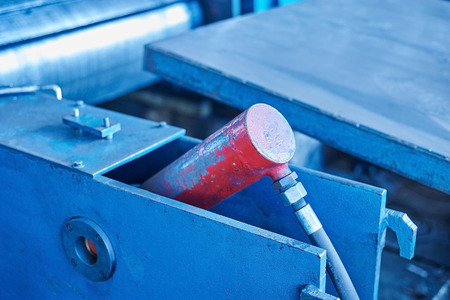Pneumatic equipment on conveyor mill. Close up toned imageの写真素材