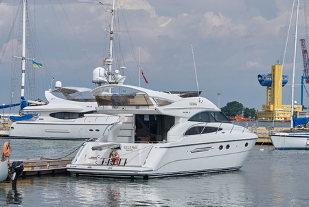 ODESSA UKRAINE - July 4, 2016 - Yachts in the port of Odessa, Ukraine. Yacht club.のeditorial素材