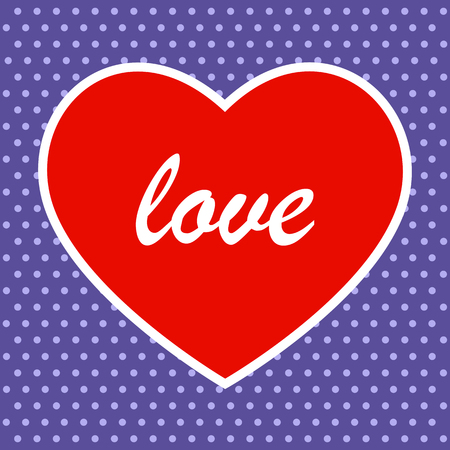 Red heart on violet background with dots. Vector EPSのイラスト素材