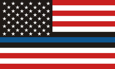 Usa Police Flag. American Flag with Thin Blue Lineのイラスト素材
