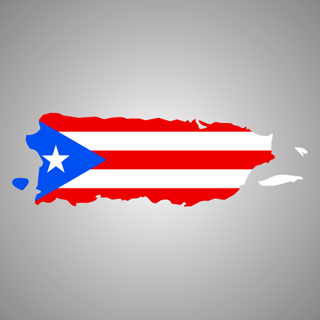 Map of Puerto Rico with flag. Horizontal. Vector EPS 10のイラスト素材