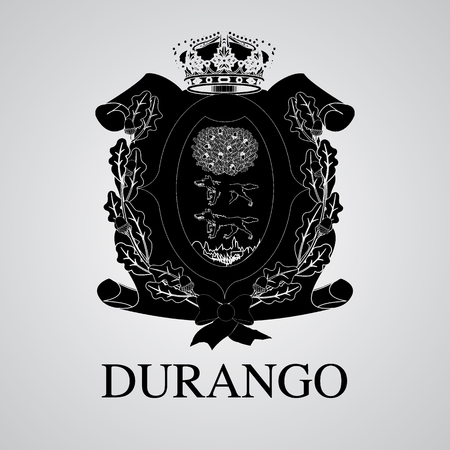 Silhouette of of Durango Coat of Arms. Mexican State. Vector illustrationのイラスト素材
