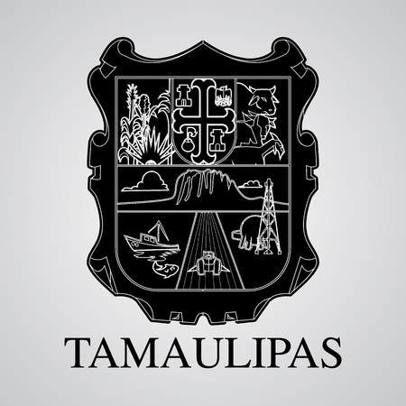 Silhouette of Tamaulipas Coat of Arms. Mexican State. Vector illustrationのイラスト素材