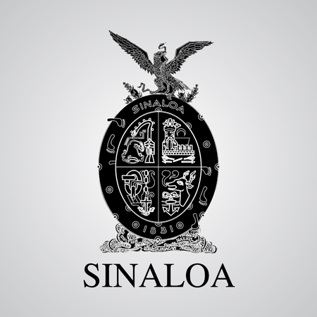 Silhouette of Sinaloa Coat of Arms. Mexican State. Vector illustrationのイラスト素材