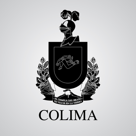 Silhouette of Colima Coat of Arms. Mexican State. Vector illustrationのイラスト素材