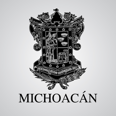 Silhouette of Michoacan Coat of Arms. Mexican State. Vector illustrationのイラスト素材
