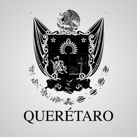 Silhouette of Queretaro Coat of Arms. Mexican State. Vector illustrationのイラスト素材