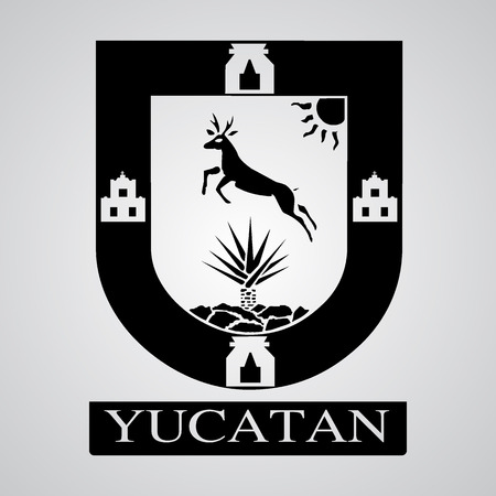 Silhouette of Yucatan Coat of Arms. Mexican State. Vector illustrationのイラスト素材