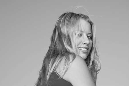 Pretty girl portrait black and whiteの写真素材