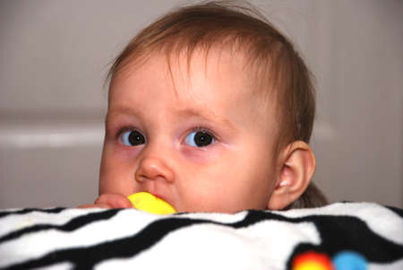 funny looking babyの写真素材