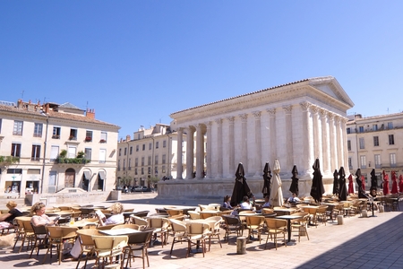 The Roman temple Maison Carree in Nimes, Franceの写真素材