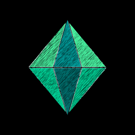 Vector effect of embroidery of a precious stone. Emeraldのイラスト素材