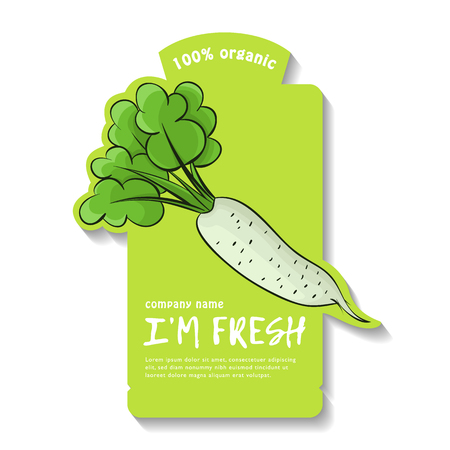 Vector illustration of a radish. Flat, color. Vivid picture of a vegetable.のイラスト素材