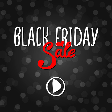 Vector black lettering inscription Black Friday with red word sale on a white background. Hand drawn text. Vector white black abstract background with circles of different size.のイラスト素材