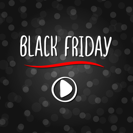 Vector wight lettering inscription with shadow Black Friday on a black background. Curls, hand drawn text. Vector white black abstract background with circles of different size.のイラスト素材