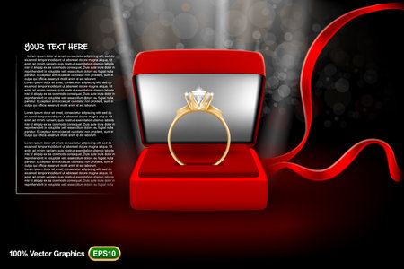 Wedding template with a ring is ready to be converted to your needs. Realistic mock upのイラスト素材