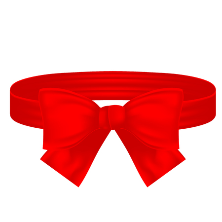 Red textile ribbon ring and bowのイラスト素材
